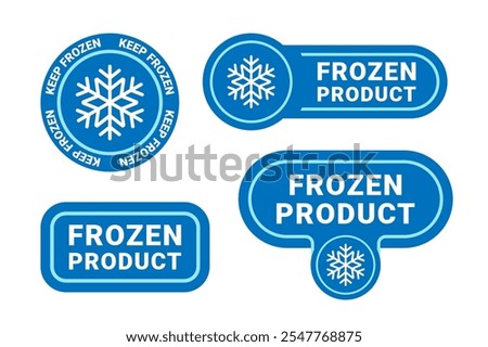 Frozen product label logo icon and keep freezer storage sticker set on white background