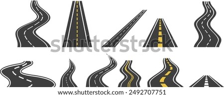 Asphalt road set vector art