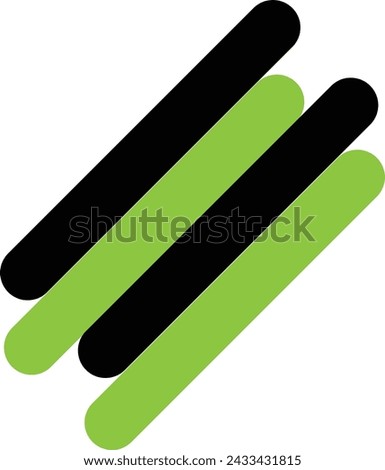 Black and Green Square Letter C Icon Made of Rectangles on a White Background