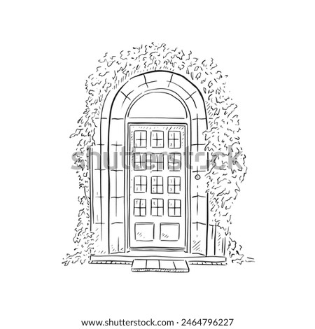 Similar – Image, Stock Photo Old front door of brown wood with decoratedglass and wrought iron of a run-down old building in the district Sachsenhausen in Frankfurt am Main in Hesse