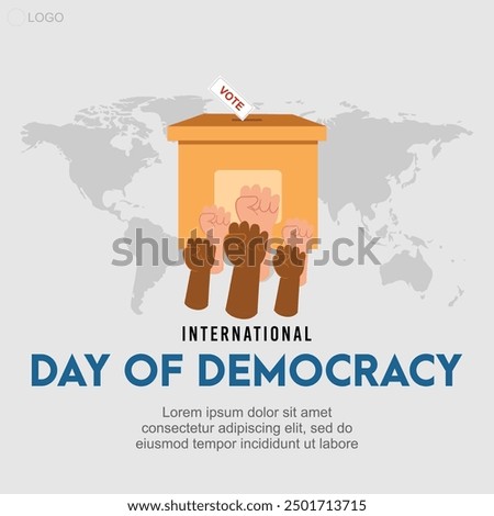 World Democracy Day, celebrated every September 15, is a day established by the United Nations to promote and uphold the principles of democracy throughout the world. Vector Template for Social Media