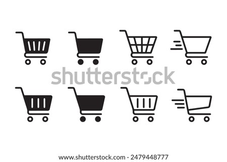 Shopping cart icon set isolated white background