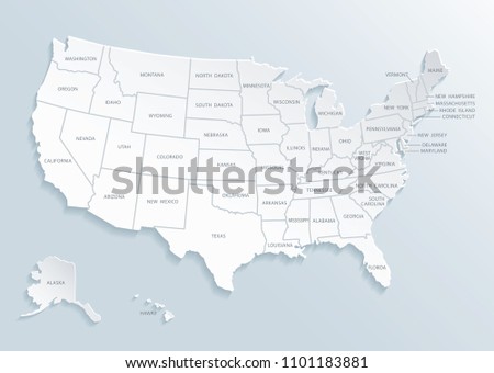 United State of America (U.S.A.) map with city names. Vector.