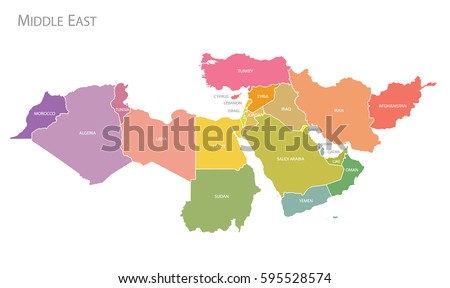 Map of Middle East. Vector Stock foto © 