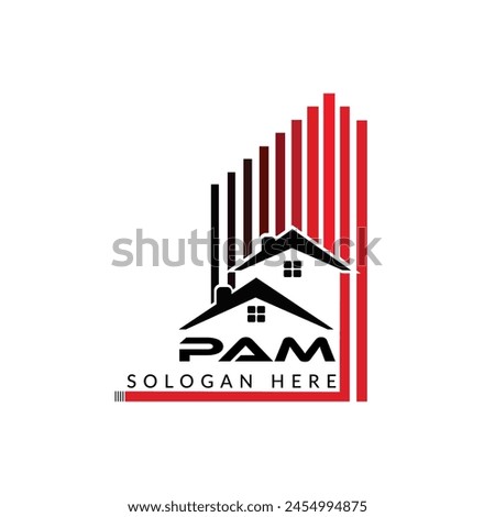  PAM initial construction. PAM real estate. PAM home letter logo design, PAM real estate Logo ,P A M Style home logo