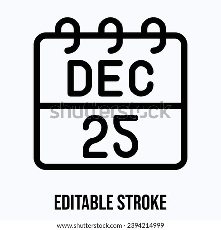25 December Calendar, Vector Calendar, Christmas Date Calendar.
