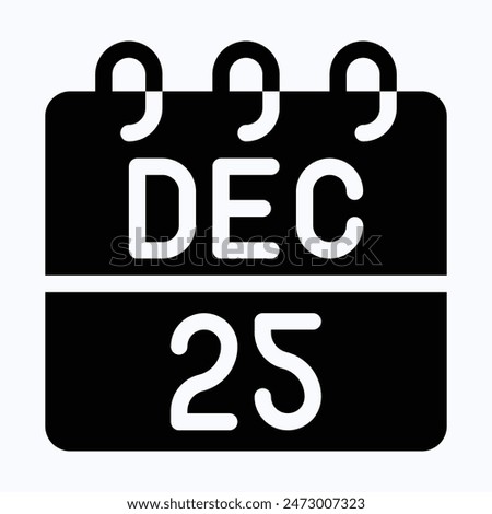 25 December Calendar, Vector Calendar, Christmas Date Calendar.