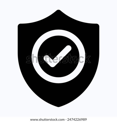 Shield, Protection, Security Vector Icon, Isolated Silhouette Vector Icon.