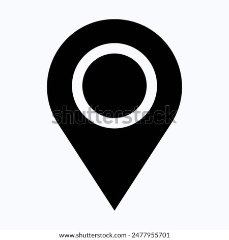 Location Pin Icon, Map And Navigation Icon. Isolated Silhouette Vector Icon.