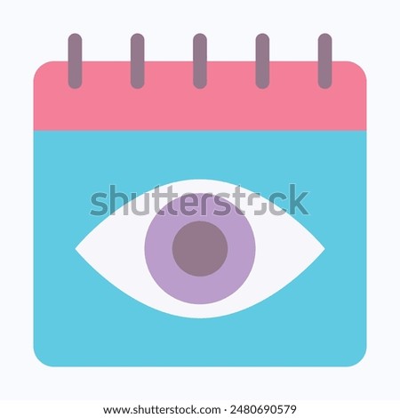 Vision Eye Calendar. View Icon. Date Search Vector Icon, Flat Style Isolated Vector Icon.