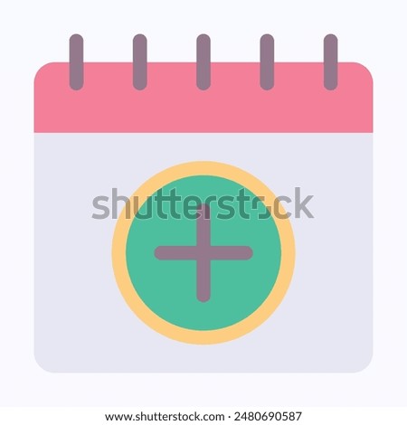 Add Sign Calendar. Plus Sign Calendar Date Vector Icon, Flat Style Isolated Vector Icon.