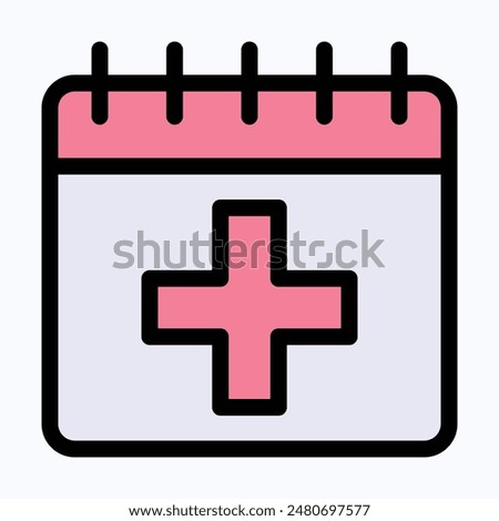 Health Care Calendar Vector Icon. Lineal Color Vector Icon. 