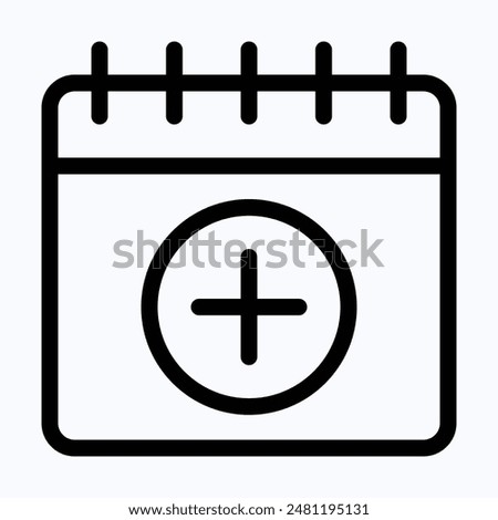 Add Sign Calendar. Plus Sign Calendar Date Vector Icon, Lineal Vector Icon.