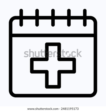 Health Care Calendar Vector Icon. Lineal Vector Icon.