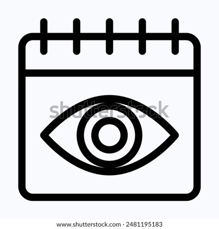 Vision Eye Calendar. View Icon. Date Search Vector Icon, Lineal Vector Icon.