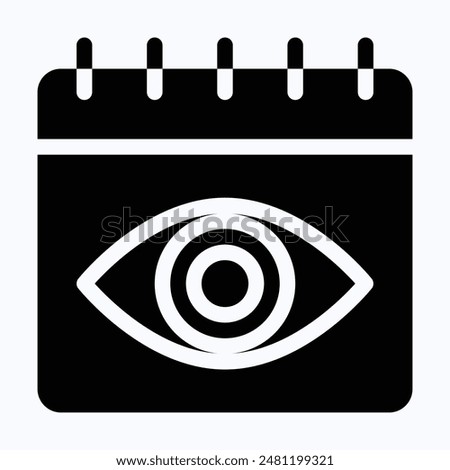 Vision Eye Calendar. View Icon. Date Search Vector Icon, Isolated Silhouette Vector Icon.
