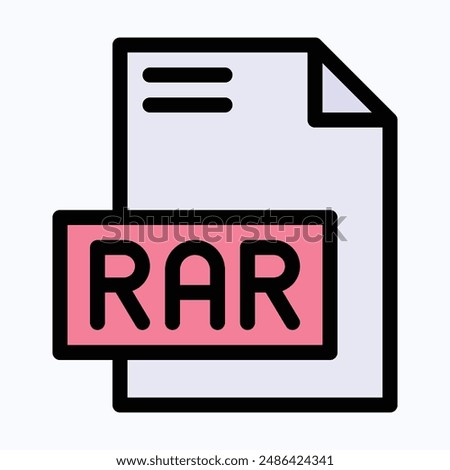 RAR File Format Vector Icon, Lineal Color Isolated Vector Icon.
