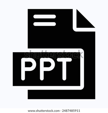 PPT File Format Vector Icon, Isolated Silhouette Vector Icon.