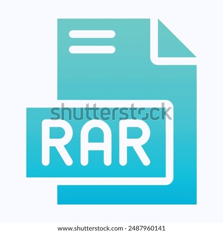 RAR File Format Vector Icon, Isolated Gradient Vector Icon.