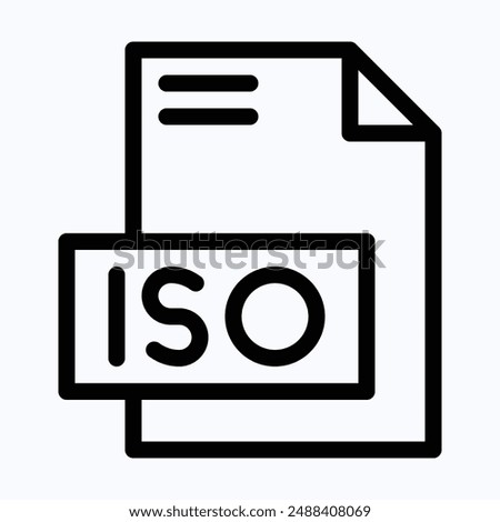 ISO File Format Vector Icon, Isolated Lineal Vector Icon.