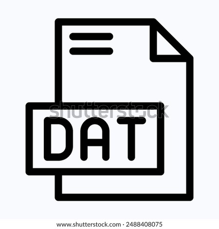 DAT File Format Vector Icon, Isolated Lineal Vector Icon.