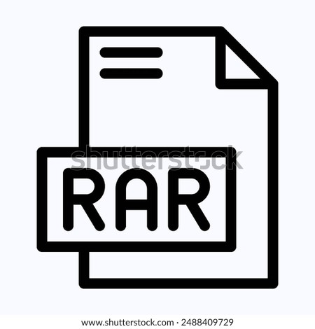 RAR File Format Vector Icon, Isolated Lineal Vector Icon.