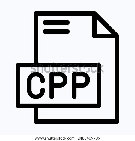 CPP File Format Vector Icon, Isolated Lineal Vector Icon.