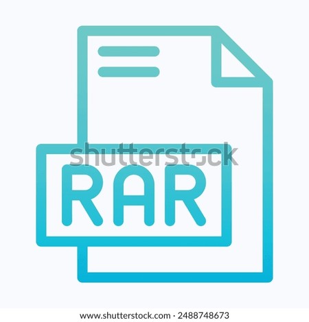 RAR File Format Vector Icon, Isolated Lineal Gradient Vector Icon.