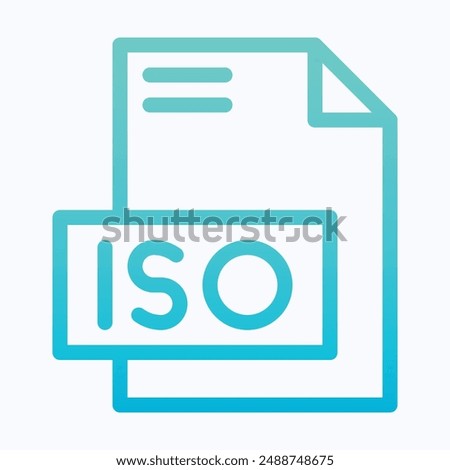 ISO File Format Vector Icon, Isolated Lineal Gradient Vector Icon.