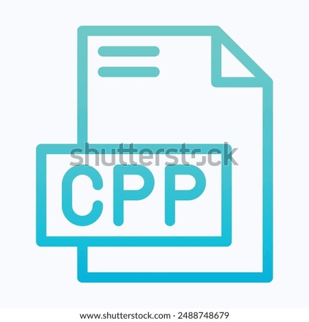 CPP File Format Vector Icon, Isolated Lineal Gradient Vector Icon.