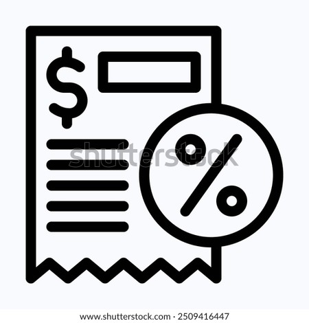 Receipt Vector Icon, Shopping Receipt, Bill Payment Icon. Isolated Lineal Vector Icon.