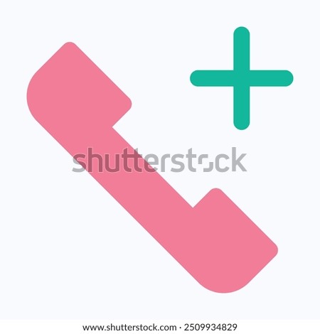 Telephone Vector Icon, Phone Call, Add Call Vector Icon, User Interface, User Experience, Flat Style Isolated Vector Icon.