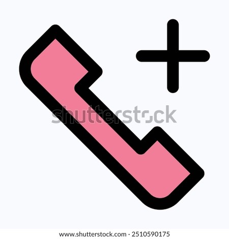 Telephone Vector Icon, Phone Call, Add Call Vector Icon, User Interface, User Experience, Isolated Lineal Color Vector Icon.