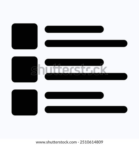 List Menu Vector Icon, Index, Bullet, Layout, User Interface, User Experience, Isolated Silhouette Vector Icon.