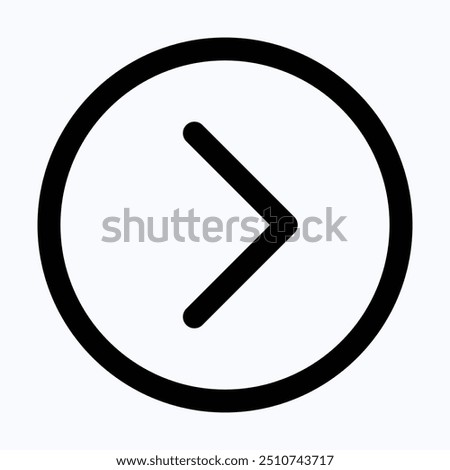 Right Arrow Icon Symbol. Right Arrow Icon Vector. Right Chevron, User Interface, User Experience, Isolated Lineal Vector Icon.