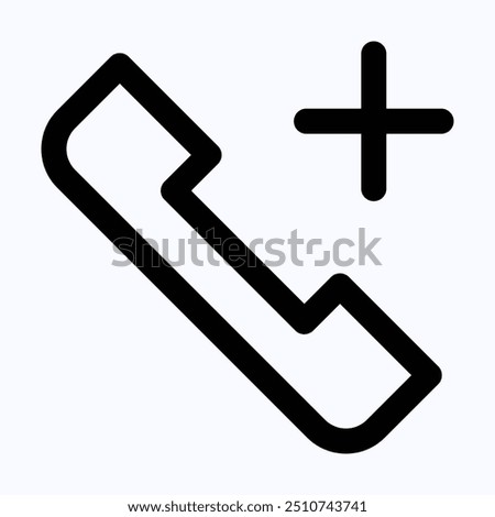 Telephone Vector Icon, Phone Call, Add Call Vector Icon, User Interface, User Experience, Isolated Lineal Vector Icon.