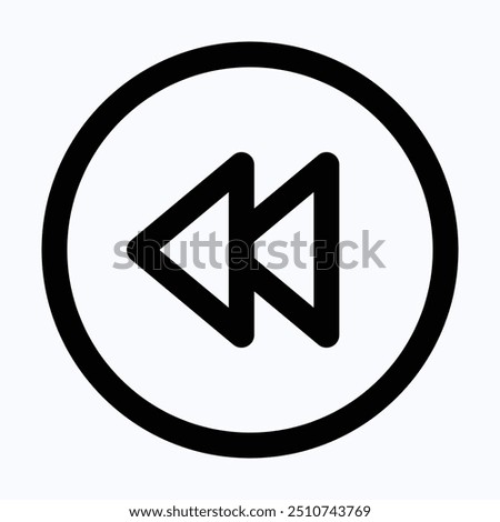 Fast Backward Button Vector Icon, User Interface, User Experience, Isolated Lineal Vector Icon.