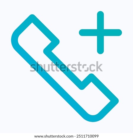 Telephone Vector Icon, Phone Call, Add Call Vector Icon, User Interface, User Experience, Isolated Lineal Gradient Icon.