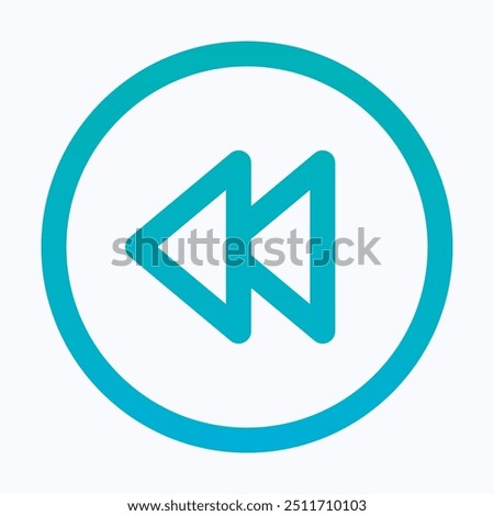 Fast Backward Button Vector Icon, User Interface, User Experience, Isolated Lineal Gradient Icon.