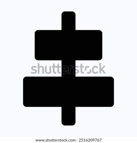 Vertical Center Align Tool Icon, Alignment, Isolated Silhouette Vector Icon.