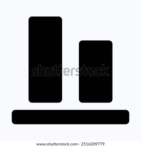 Bottom Align Tool Icon, Alignment, Isolated Silhouette Vector Icon.