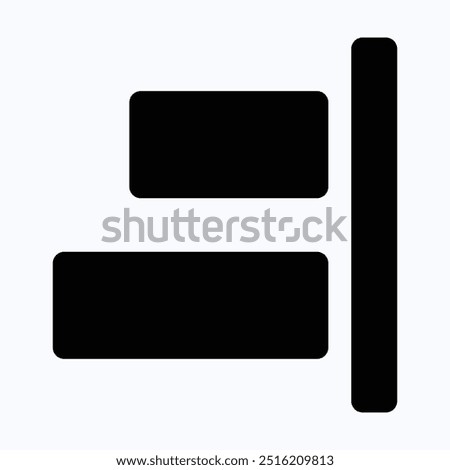 Right Align Tool Icon, Alignment, Isolated Silhouette Vector Icon.