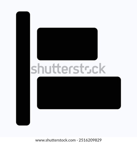 Left Align Tool Sign Icon, Alignment, Isolated Silhouette Vector Icon.