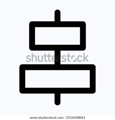 Vertical Center Align Tool Icon, Alignment, Isolated Lineal Vector Icon.