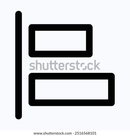 Left Align Tool Sign Icon, Alignment, Isolated Lineal Vector Icon.