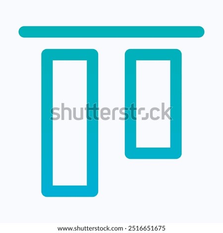 Top Align Tool Icon, Alignment, Isolated Lineal Gradient Icon.