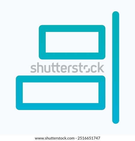 Right Align Tool Icon, Alignment, Isolated Lineal Gradient Icon.