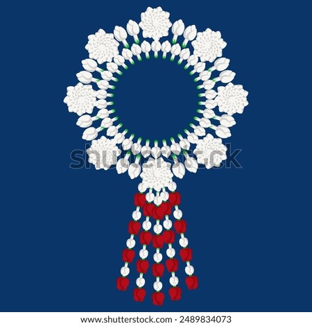 Jasmine garland vector style , For important days and Mother's Day