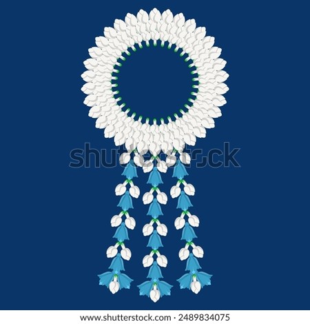 Jasmine garland vector style , For important days and Mother's Day