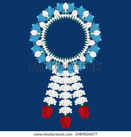 Jasmine garland vector style , For important days and Mother's Day